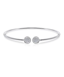 Round Shape with Double CZ Stone Silver Bracelet BRS-223